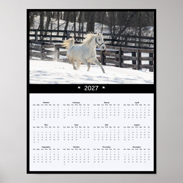 Poster Calendário de Parede de Cavalos 2027 - Beleza Rúst (Frente)