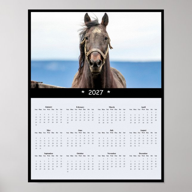 Poster Calendário de Parede de Cavalos 2027 - Majestoso E (Frente)