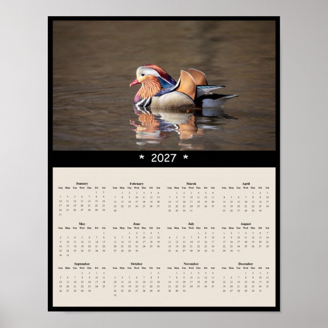 Poster Calendário de Parede de Pato-Mandarim 2027 - Vida  (Frente)