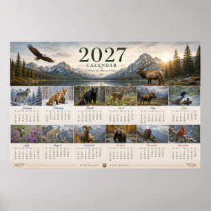 Poster Calendário de Parede de Vida Selvagem de 2027 Post