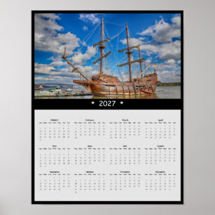 Poster Calendário de Parede do Navio Pirata 2027: Aventur