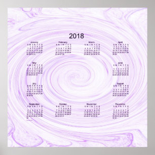 Poster Calendário de Parede Espiral Roxo 2018 por Janz Po