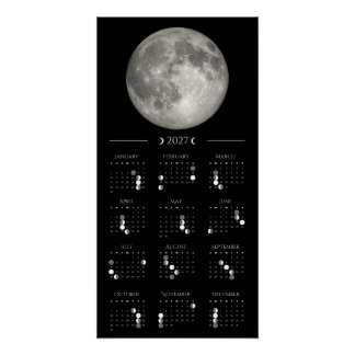 Póster Calendário de Parede Fase da Lua 2027 14 x 28 pole