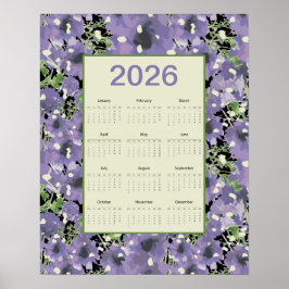 Poster Calendário de Parede Flores Roxas 2026