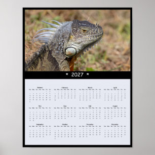 Poster Calendário de Parede Iguana 2027 - Répteis Tropica