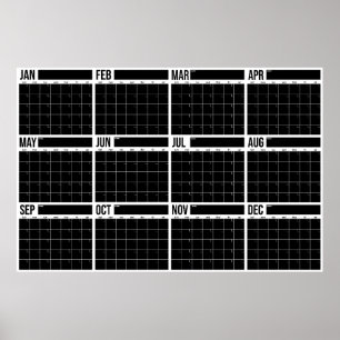 Poster Calendário de Parede Minimalista Sem Data Ano em V
