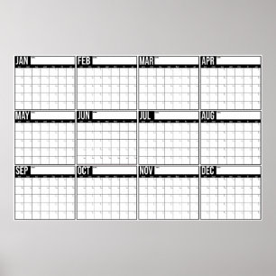 Poster Calendário de Parede Minimalista Sem Data Anual