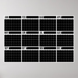 Poster Calendário de Parede Minimalista Sem Data de Ano e