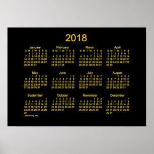 Póster Calendário de Parede Neon Gold 2018 por Janz