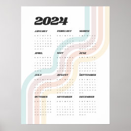 Poster Calendário de Parede Retroativa 2024 - 18"x24"