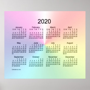 Póster Calendário de Parede Shimmer 2020 por Janz Print
