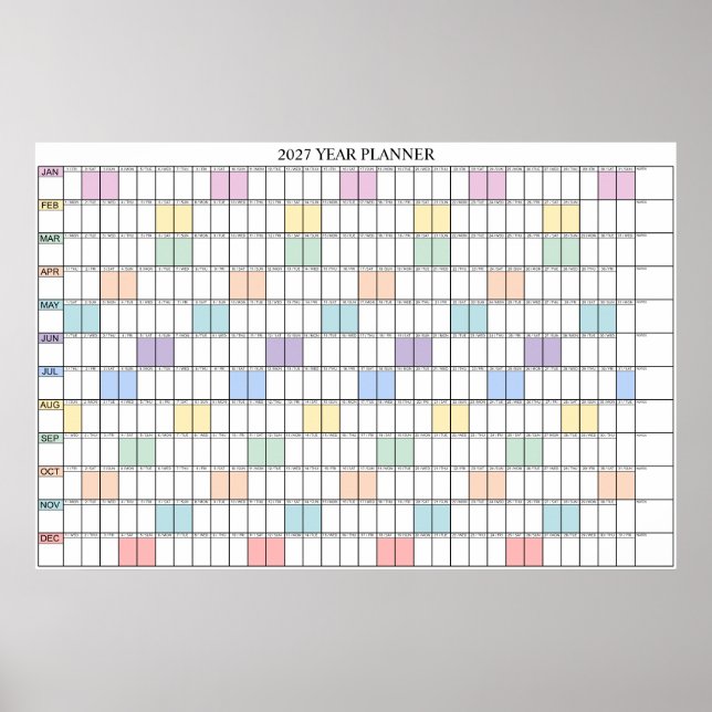 Poster Calendário de Parede Simples de 2027 (Frente)