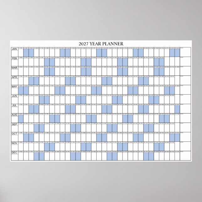 Poster Calendário de Parede Simples de 2027 à Primeira Vi (Frente)