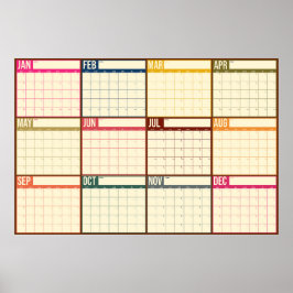 Poster Calendário de Parede Vintage Sem Data Ano em Desta