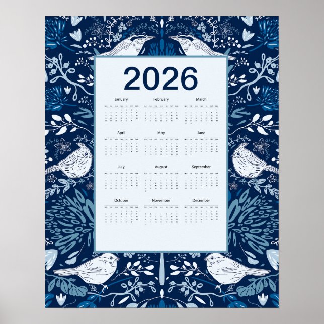 Poster Calendário de Pássaros de 2026 (Frente)