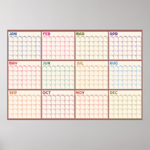 Poster Calendário de Planeamento Mensal Sem Data Bege em 