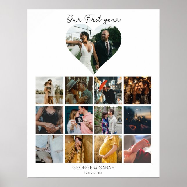 Poster Calendário de presente de aniversário de 12 meses  (Frente)