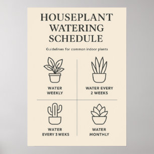 Poster Calendário de Rega de Plantas de Casa — Plano Míni