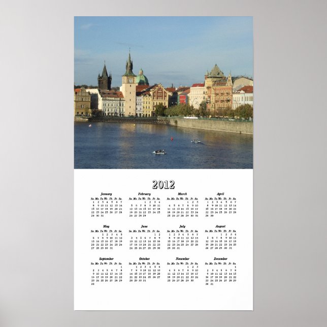 Poster Calendário de Uma Página de Praga 2012 (Frente)