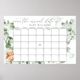 Poster Calendário de Urso para Adivinhar a Data de Nascim