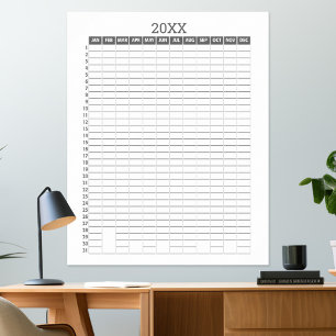 Poster Calendário de Vista Anual -- Planejador de Metas B