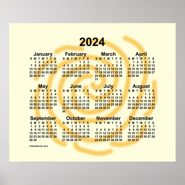 Poster Calendário Dias Ensolarados 2024 por Janz (Frente)
