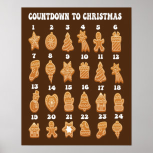 Poster Calendário do Advento de Natal Biscoito de Gengibr