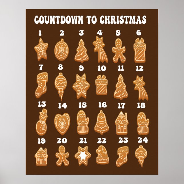 Poster Calendário do Advento de Natal Biscoito de Gengibr (Frente)