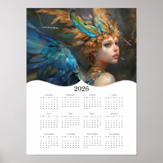 Poster Calendário do Ano de Cheio de Anjo Fada Fantasia 2 (Frente)