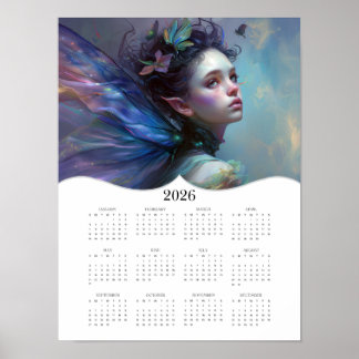 Poster Calendário do Ano de Cheio de Fantasia da Fada 202