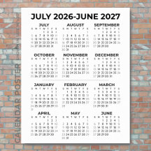 Calendário do Ano Letivo 2026-2027 Minimalista par