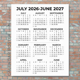 Poster Calendário do Ano Letivo 2026-2027 Minimalista par