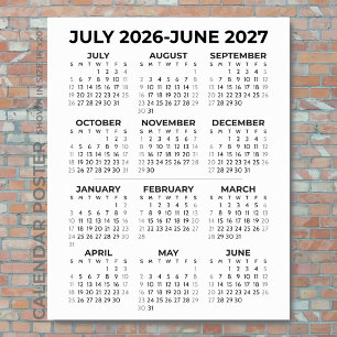 Poster Calendário do Ano Letivo 2026-2027 Minimalista par