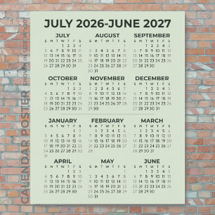 Poster Calendário do Ano Letivo 2026-2027 Sage Verde Pare
