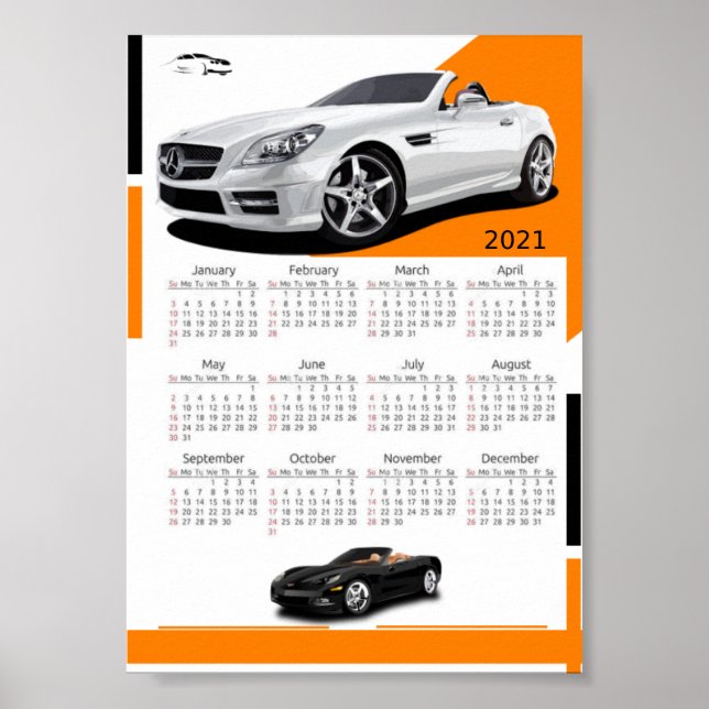 Poster Calendário do automóvel (Frente)