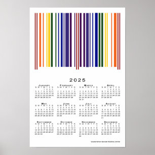 Poster Calendário do Código de Barras Duplo Arco-Íris 202