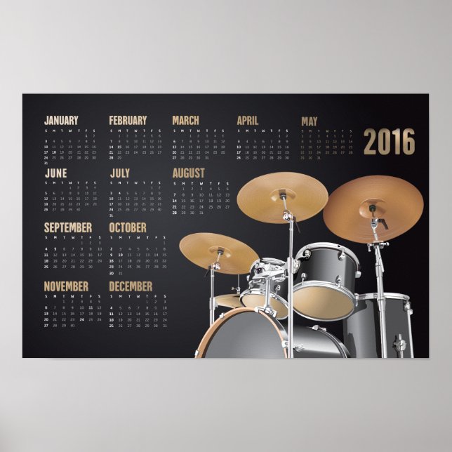 Póster Calendário do Conjunto de Tambores 2016 (Frente)