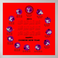 Calendário Do Feliz ano novo Zodiac Chinês 2013 Rd