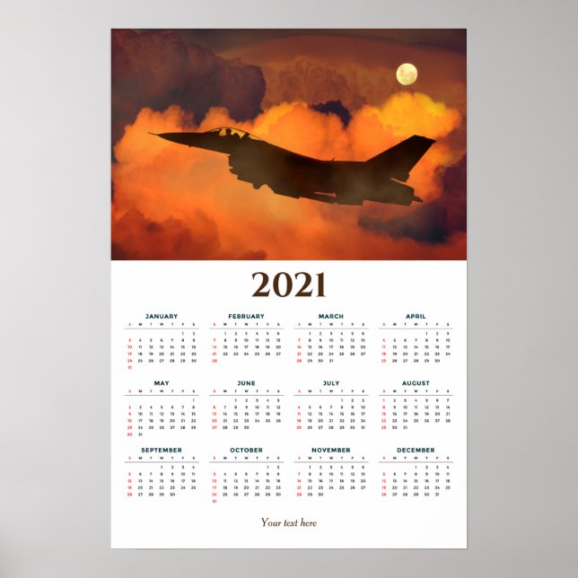 Poster Calendário do Jet Sunset 2021 (Frente)