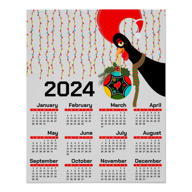 Póster Calendário do Natal 2024 do Galo Português (Frente)