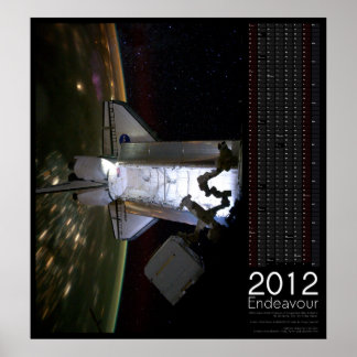 Póster Calendário do Ônibus Espacial Endeavour 2012