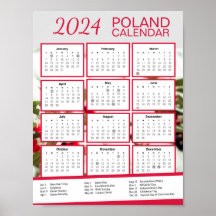 Calendário do Polônia 2024 com feriados poloneses