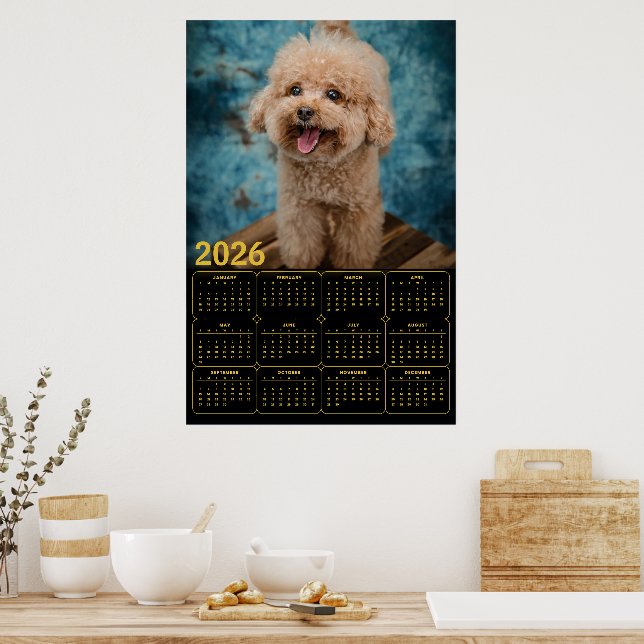 Poster Calendário do Poodle Miniatura 2026 (Cozinha)