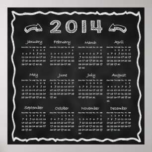 Poster Calendário do Quadro Negro para 2014