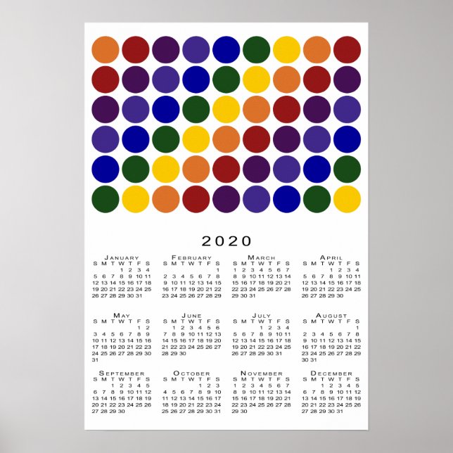 Poster Calendário do Rainbow Bolinhas LGBT Pride 2020 (Frente)