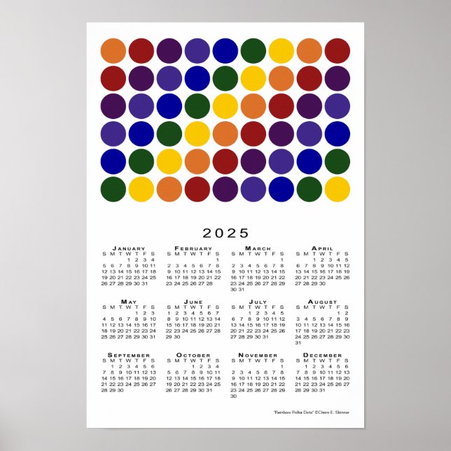 Poster Calendário do Rainbow Bolinhas LGBTQ Pride 2025 (Frente)
