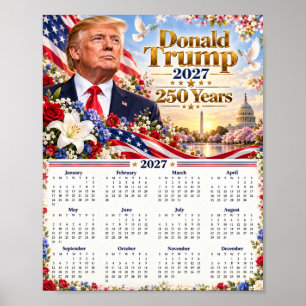 Poster Calendário Donald Trump 2027, EUA 250 Anos