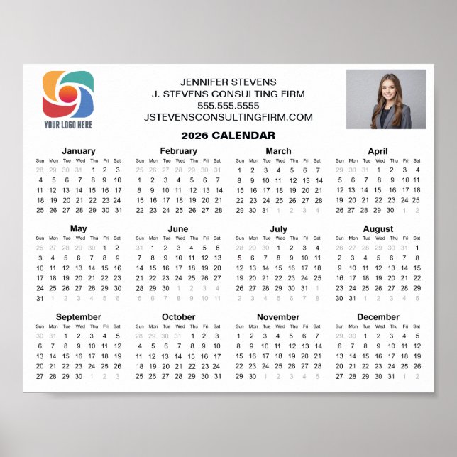 Poster Calendário Empresarial Personalizado 2026 da Empre (Frente)