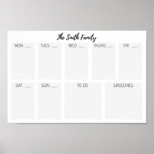 Poster Calendário Familiar - A fazer - Compras - Semana
