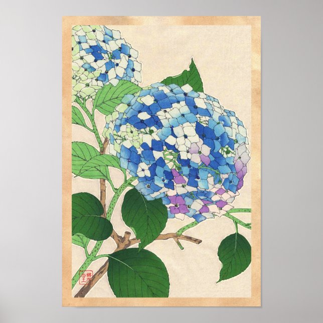 Póster Calendário Floral do Japão de Kawarazaki Shodo (Frente)